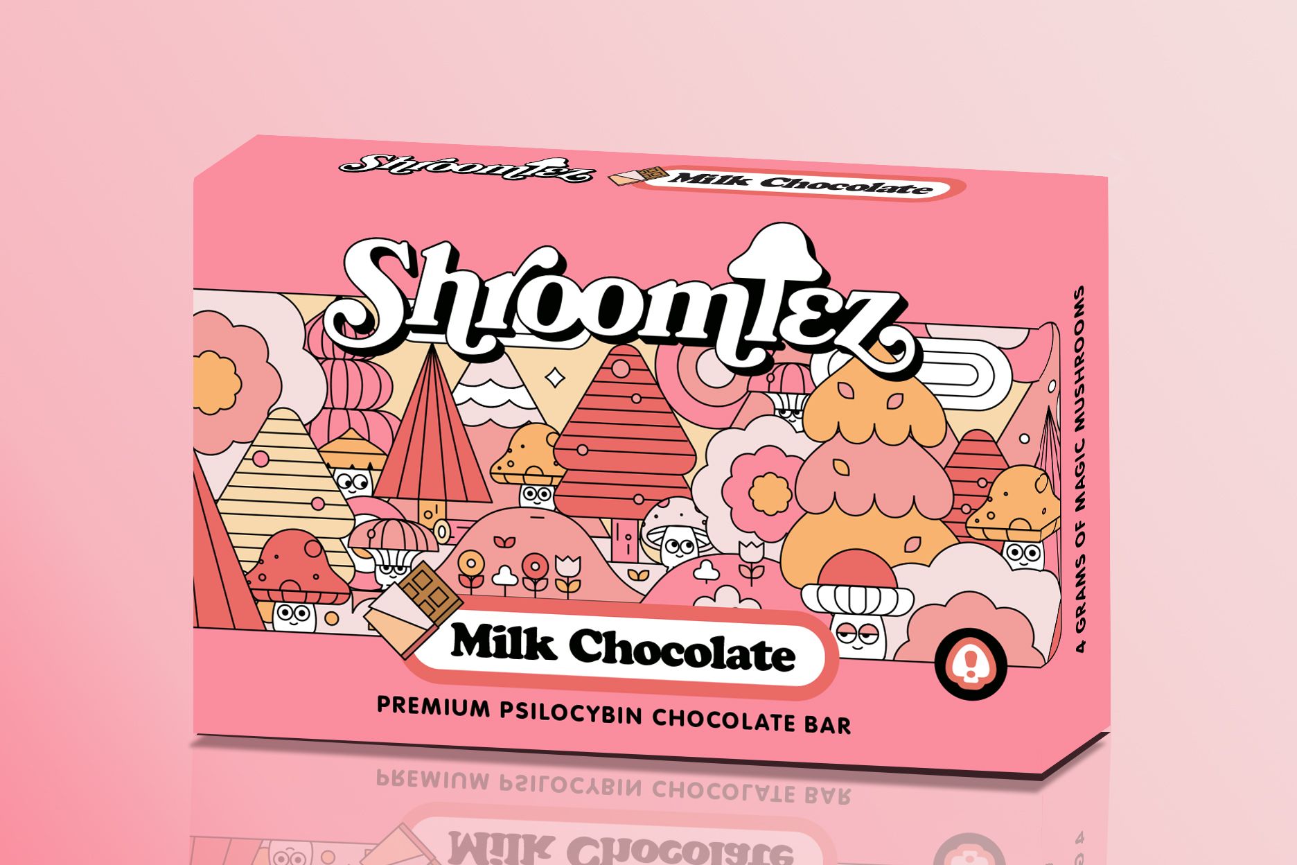 Shroomiez premium psilocybin chocolate bar pink packaging